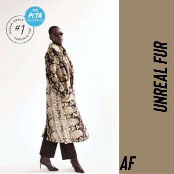 UNREAL FUR FOR FREE PEOPLE MADAM GRACE COAT SNAKE NWT NEW - Picture 7 of 15